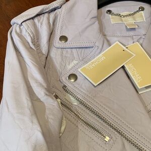 Authentic, brand new with tags Michael Kors lavender rare color Leather Jacket L